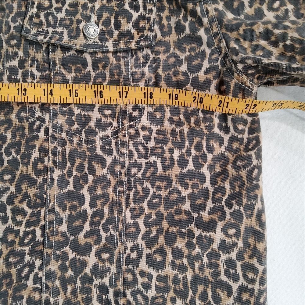 Free People Cropped Cheetah Print Denim Jacket Size M - Picture 14 of 15